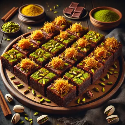 Brownies de Dubaï aux pistaches et au Kunafa
