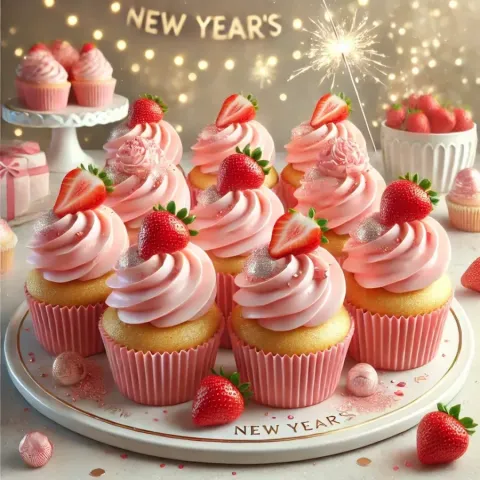 Novoletni cupcakesi z okusom vanilije in jagode