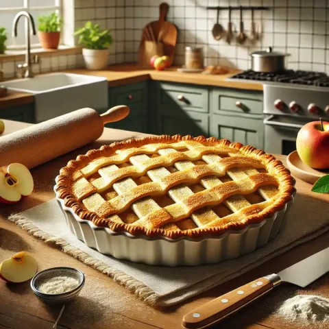 Tarta de manzana casera perfecta con corteza de canela
