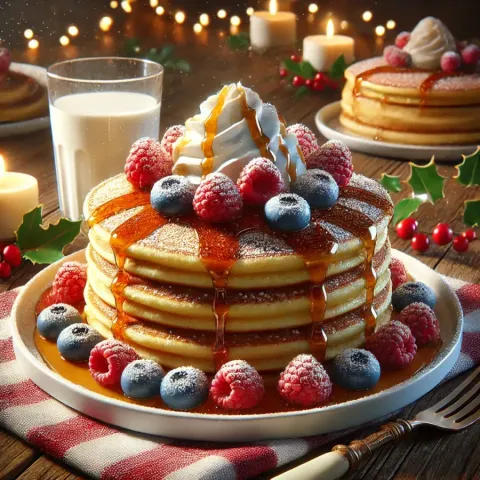 Flauschige Pfannkuchen mit Zimt für den Weihnachtsmorgen