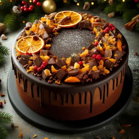 Gâteau de Noël au goût d'orange et de chocolat