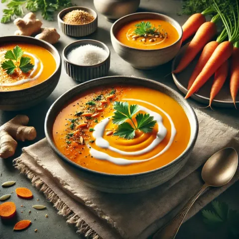 Recette de soupe chaude et épicée aux carottes et au gingembre