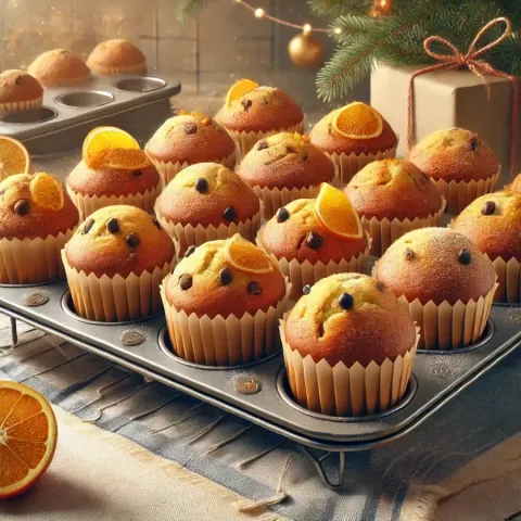 Muffins de Noël au goût d'orange et de chocolat