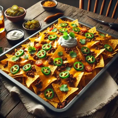 Classic Beef Nachos with Cheese and Jalapeños