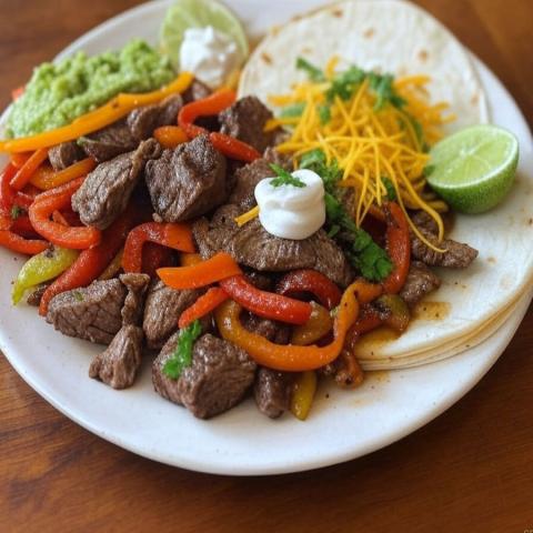 Fajitas de Ternera Clásicas con Pimientos y Cebollas