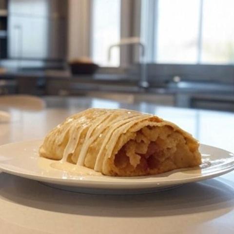 Klassischer Apfelstrudel mit Vanillesoße