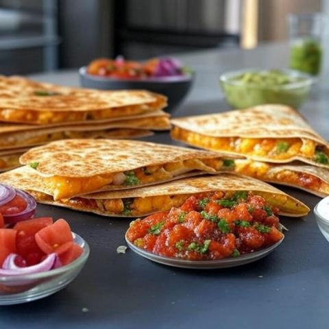 Quesadillas de Poulet Faciles avec Fromage et Salsa