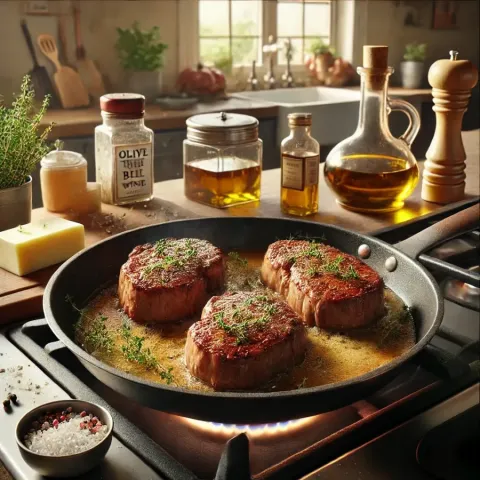 Steaks de veau caramélisés au thym