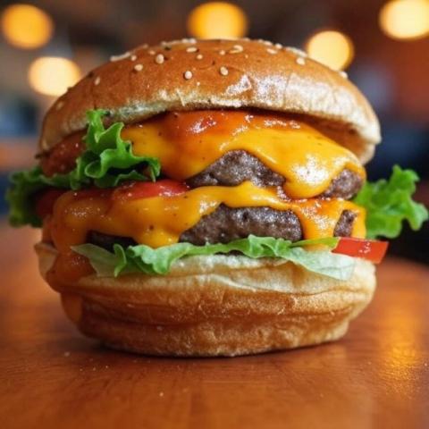 Classic burger with cheese and homemade sauce