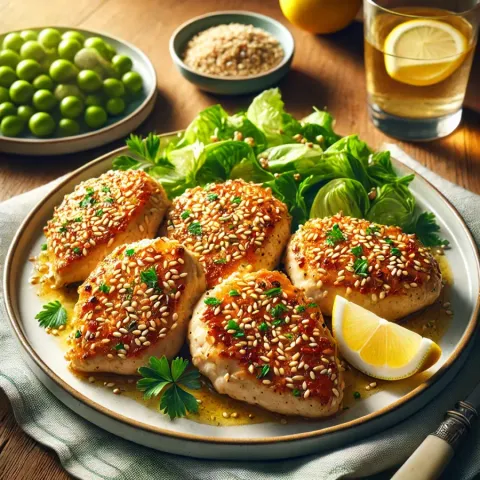 Medallones de pollo en sésamo