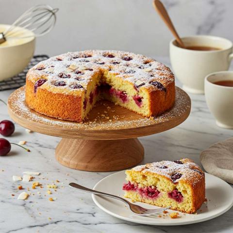 Receta de pastel de coco y cereza
