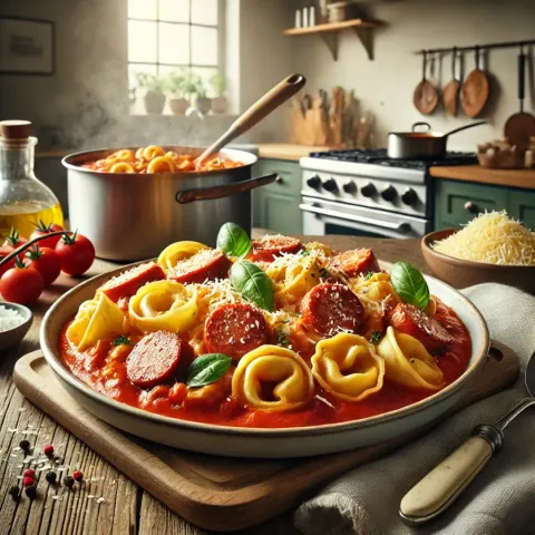 Recette Facile de Tortellini à la Saucisse Italienne en Une Seule Casserole