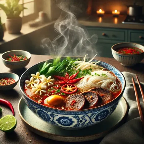 Recette authentique de Bún Bò Huế – Soupe vietnamienne épicée au bœuf et porc