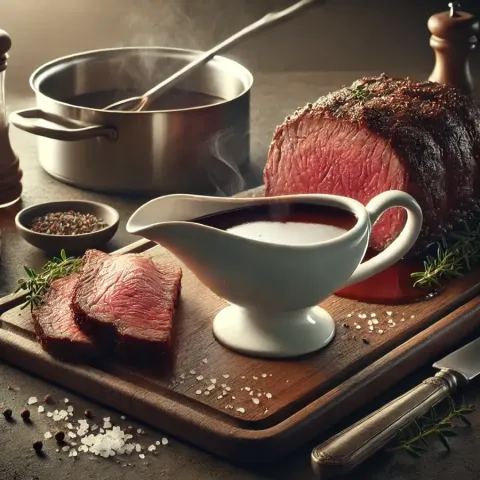 Receta clásica de salsa Au Jus para costilla de res