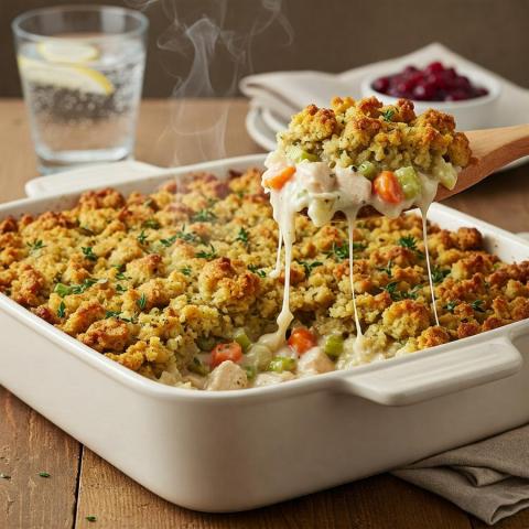 Einfaches Rezept für Hähnchenauflauf mit Füllung