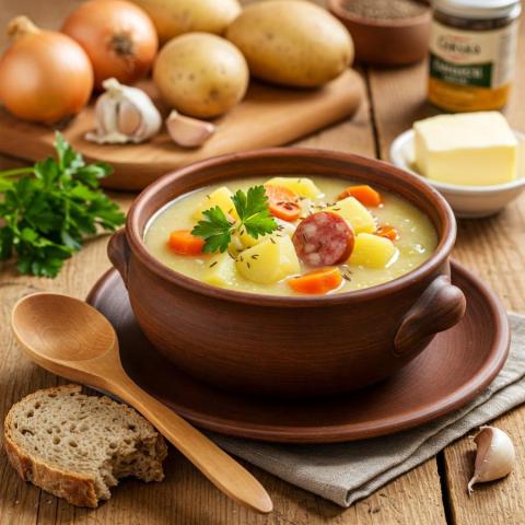Tradisjonell Tsjekkisk Potetsuppe Oppskrift (Bramborová Polévka)