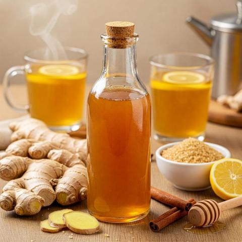 Sirop de gingembre fait maison – Parfait pour cocktails, thés et crêpes