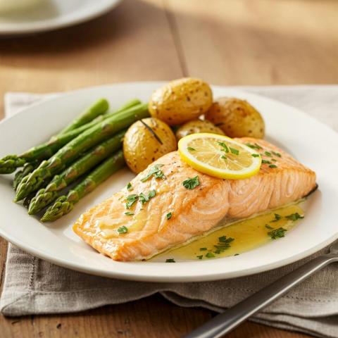 Salmone al forno con salsa al limone