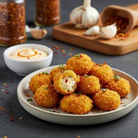 Receta de Bocadillos crujientes de ajo en escabeche picante fritos al aire