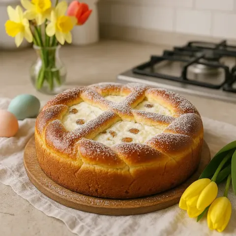 Pastel rumano Pasca – Queso dulce con pasas para Semana Santa