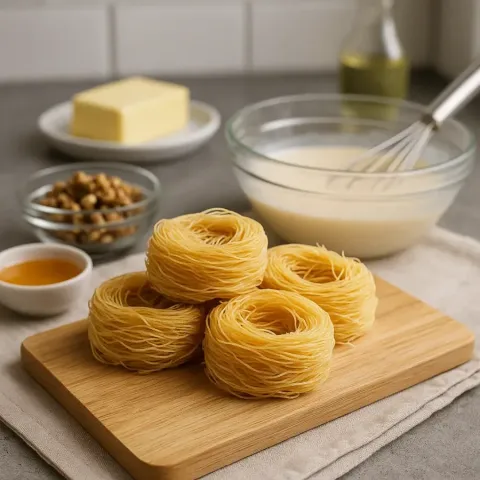 Recept na Kadayif Noodles – Domácí kataifi těsto