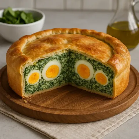 Italijanska Torta Pasqualina – slana velikonočna pita s špinačo in rikoto