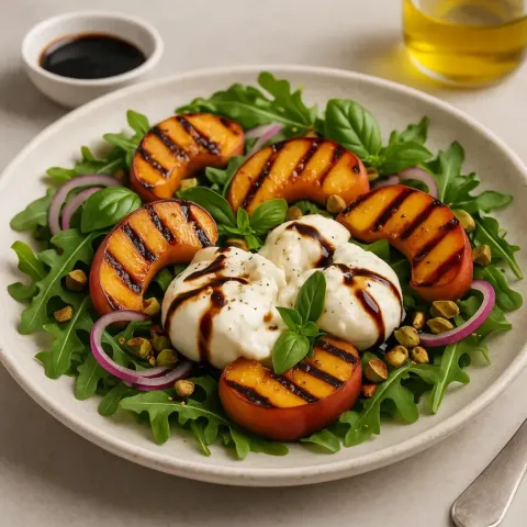 Grillet ferskensalat med burrata og balsamico – Frisk sommersmak