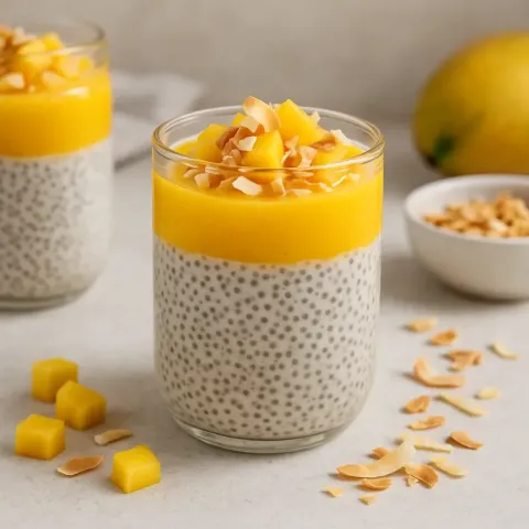 Mango- og kokos-chia pudding – Tropisk vegansk frokost eller dessert