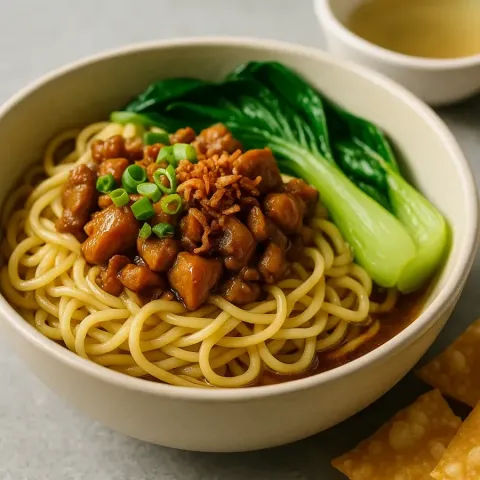 Recette authentique de Mie Ayam – Nouilles indonésiennes au poulet