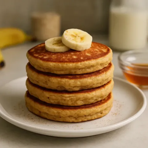 Fluffiga glutenfria banan‑havrepannkakor