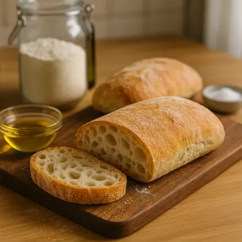 Pain ciabatta maison à l'huile d'olive – recette estivale artisanale