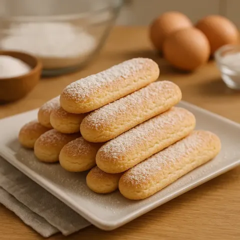 Löffelbiskuits (Savoiardi) Rezept – perfekte Biskuit‑Finger für Tiramisu