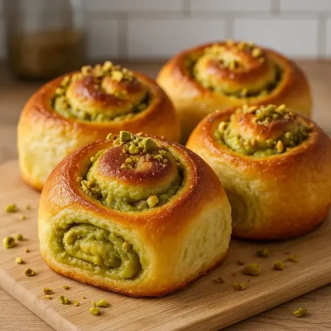 Pistachio Brioche Rolls Recipe – Soft Buns with Cream Filling