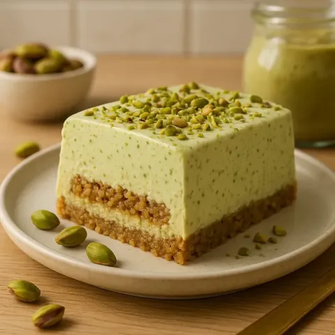 Pistasj-semifreddo med sprø kjerne – italiensk iskremdessert