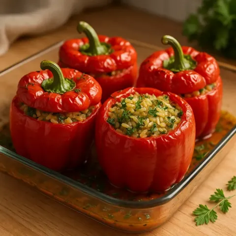 Fylte paprika med ris og urter – en smakfull klassiker