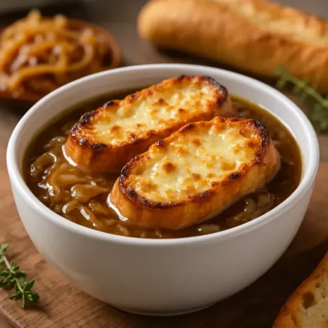 Fransk løksuppe – enkel og klassisk med ostede krutonger