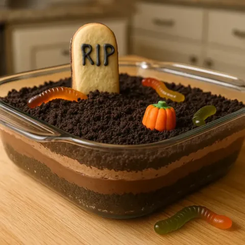 Halloween Dirt Cake Oreo-pohjalla – Karmaiseva hautausmaa-jälkiruoka