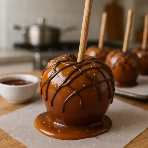 Karamelliserte Epler med Sjokoladetopping til Halloween Kveld