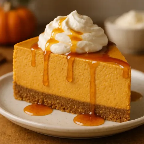 Cheesecake alla zucca senza cottura con sciroppo d’acero per Halloween
