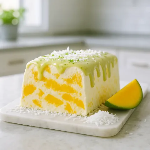 Tropical Coconut Mango Semifreddo with Refreshing Lime Glaze