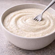 Creamy cottage cheese filling in a bowl