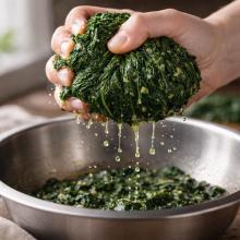 Spinach compressed, liquid dripping, dense matte fibers forming