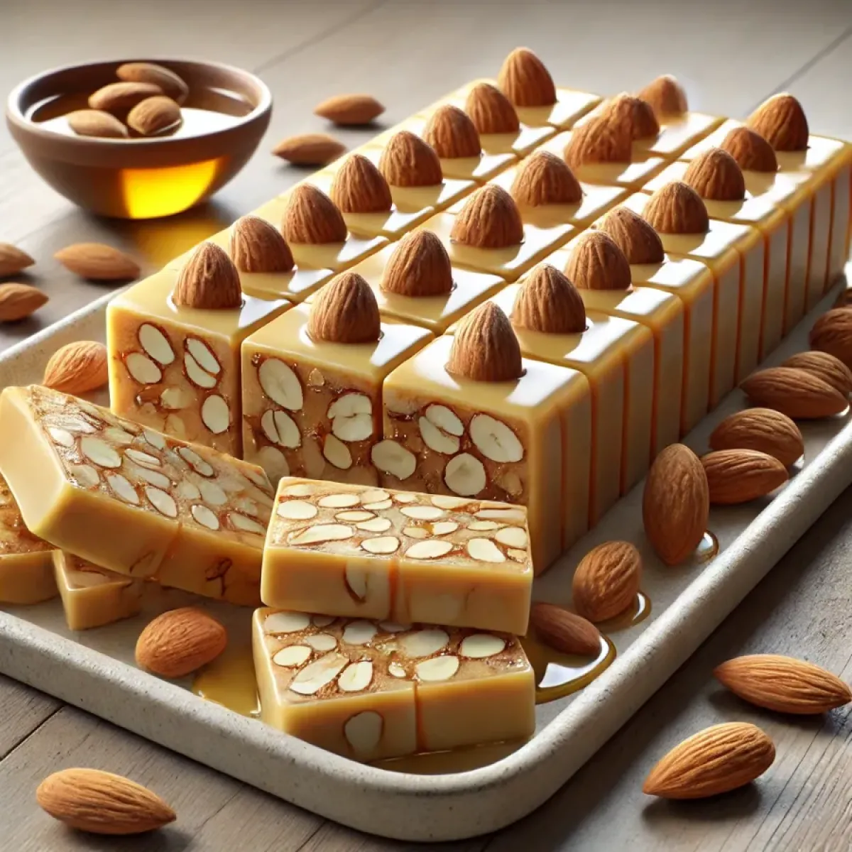 Spanischer Weihnachtskuchen „Turrón“ – Traditionelles Dessert mit Mandeln und Honig