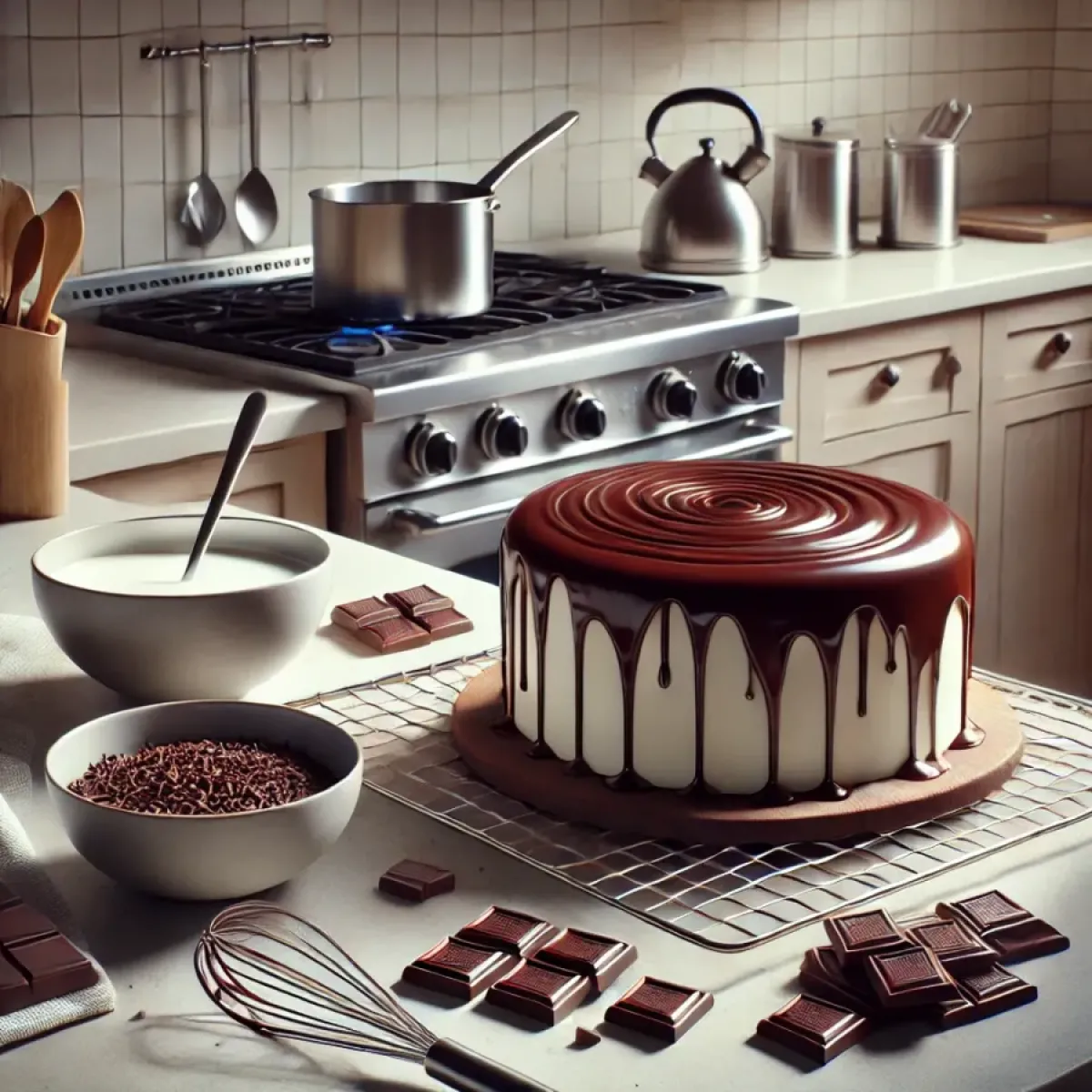 Dark chocolate cake topping