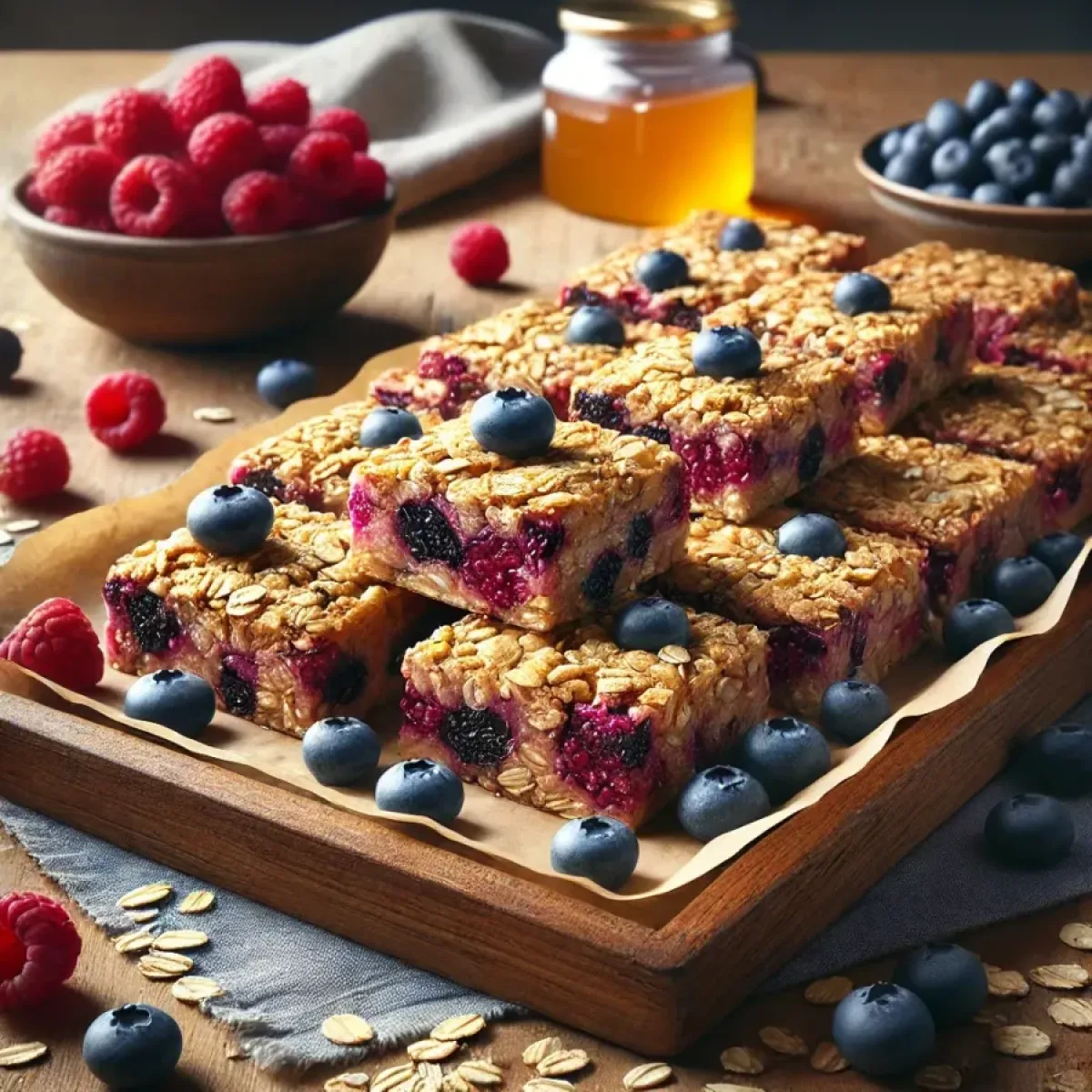 Healthy berry oatmeal bars